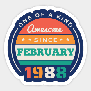 Retro Awesome Since February 1988 Birthday Vintage Bday 1988 Sticker